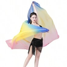 1 pieza Chal de velo de gran tamaño con degradado de color, accesorio de utilería para baile