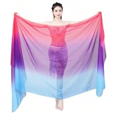 1 pieza Chal de velo de gran tamaño con degradado de color, accesorio de utilería para baile