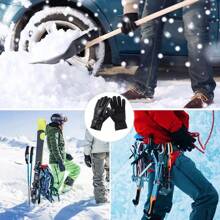 1pair Winter Warm Hand Warmers Full Fingers Thickened Fleece Gloves Waterproof Wind Proof Outdoor Motorcycle Cycling Thermal Gloves Leather Thickened Ski Gloves Touch Screen Gloves