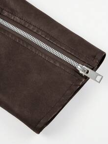 Áo khoác da PU thời trang nữ Risissida, lý tưởng cho các hoạt động ngoài trời và đi xe máy. Thiết kế tối giản, sự lựa chọn hoàn hảo cho áo khoác da mùa thu/đông. - Cà phê nâu - Xem 10