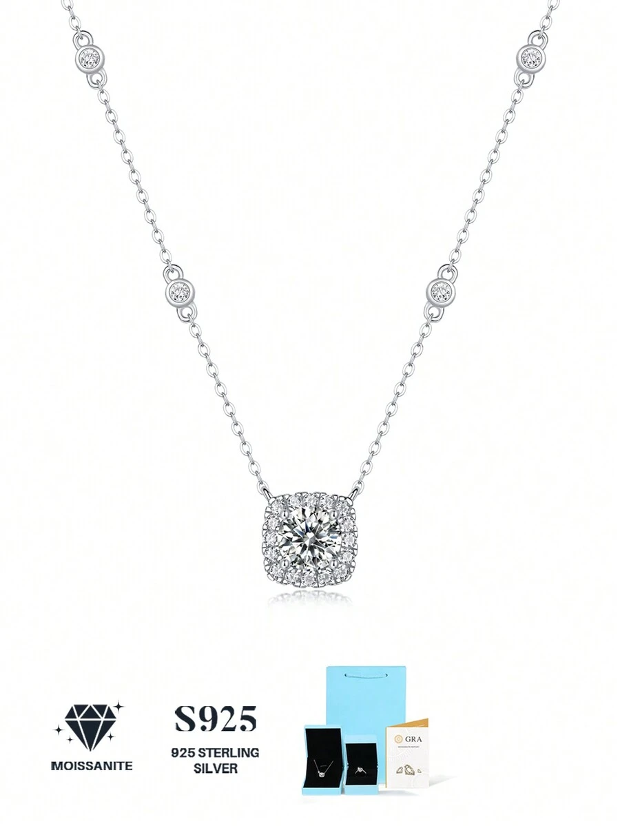 1 chiếc vòng cổ Cubic Zirconia, mặt dây chuyền bạc Sterling 925, quà tặng trang sức cho Ngày của Mẹ, Ngày lễ tình nhân, Lễ đính hôn, Kỷ niệm ngày cưới, Sinh nhật