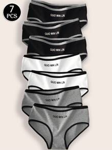 7pcs/Pack Ladies Letter Print Contrast Color Soft & Comfortable Underwear - Multicolor - View 2