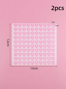 klimonla 2张美甲贴纸，包含数字、心形白色字母、数字、标签、指甲油贴纸、颜色代码、标签、美甲用品、美甲工具、美甲艺术工具、返校季、美甲、美甲工具（适用于贴片式美甲）