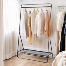 Simple Trending Standard Clothes Clothing Garment Rack With Storage Shelves For Hanging Clothes, Black - 黑色 - 查看 4
