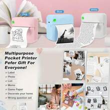 C17 Multi-Functional Mini Portable Thermal Bluetooth Pocket Printer Package, Includes 3 Rolls Thermal Paper, 3 Rolls Adhesive Label Paper, 3 Rolls Color Paper, 3 Rolls Color Adhesive Label Paper, Can Print Images, Photos, Labels, Text, To-Do Lists Back To School