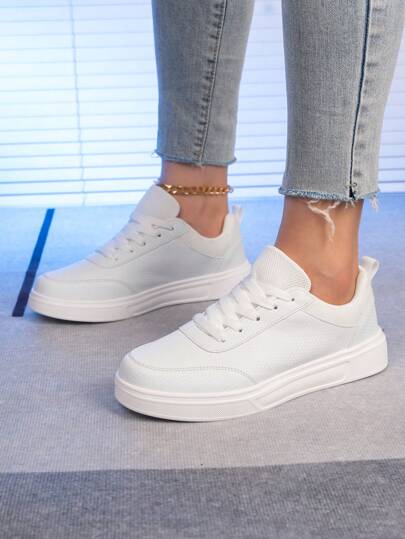 Women Fashion Casual Sport Sneakers Large Size White Autumn Winter Back To School Student Shoes