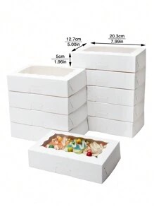 5 件/10 件/15 件带窗口的矩形蛋糕盒，适用于蛋糕、糖果、糕点、纸杯蛋糕、甜甜圈、饼干、馅饼 - 紙本 - 查看 8