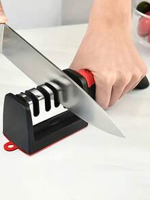 1pc Ultra-Effective 4 Stage Professional Knife Sharpener - Tungsten Rhinestone & Ceramic Blades For Kitchen & Outdoor Use - Portable, Versatile Grinding & Sharpening Tool,