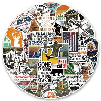 51 张狩猎贴纸包 | 西部贴纸，高品质剪贴簿贴纸、涂鸦贴纸、日记、笔记本电脑、保险杠、滑板、水瓶、电脑、卡通、安全帽、汽车贴纸，贴纸可以为您的生活带来很多乐趣，是送给成人的完美礼物
