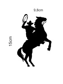 Sticker Man On Cowboy Horse 15cm Car Motorcycle Decoration - Black - View 2