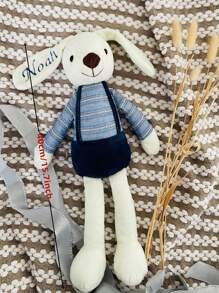 个性化兔子毛绒玩具 | 定制兔子（40厘米），耳朵上绣上您孩子的名字 | 柔软舒适的毛绒玩具，送给孩子的礼物 | 可定制，适合生日、新生儿派对、复活节、万圣节或圣诞节，这款定制毛绒兔子一定会给孩子们带来欢乐。2025万圣节配饰、玩具和游戏、创意定制装饰品、为您的家增添节日气氛 - 藍色 - 查看 6