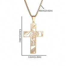 1 件复古不锈钢男士项链，空心吊坠适合复古服装，链长 60 厘米适合更多人，2 种颜色可选，是圣诞节、新年、情人节的绝佳礼物 - 交叉項鍊 - 查看 4