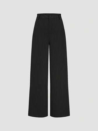 European And American Fashion Women High Waist Wide Leg Striped Casual Straight Pants