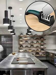 1pc Ultra-Effective 4 Stage Professional Knife Sharpener - Tungsten Rhinestone & Ceramic Blades For Kitchen & Outdoor Use - Portable, Versatile Grinding & Sharpening Tool,