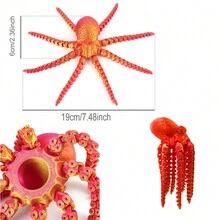 Ingooood 1pc 3D Printed Giant Deep-Sea Octopus Toy, Movable Tentacles, Funny Prank Gift For Teens - Multicolor - View 8