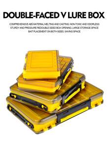 PRO BEROS Proberos 1PC Double-Sided Fishing Tackle Box Fishing Lure Bait Storage Case Fishing Tackle Container - Yellow - View 2