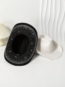 1 chiếc mũ cao bồi miền Tây phong cách Bohemian bằng da lộn đính đá dành cho nữ Thích hợp cho các lễ hội âm nhạc, sự kiện theo chủ đề cao bồi miền Tây, tiệc cổ điển, đêm hóa trang, tiệc Gala ngày lễ, tiệc độc thân, tiệc sinh nhật, biểu diễn trên sân khấu, dây trang trí có thể tháo rời, mặc được bốn mùa - mũ đội đầu - Xem 3