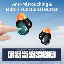 Open Earphone Clip On Earbuds Mini Earphones Bluetooth 5.3 Wireless Earphones 48 Hour Playback Time IPX7 Waterproof Sports Bone Conduction Earphones Suitable For Exercise Driving, Walking, And Outdoor Activities