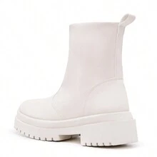 Women's Tractor Boot With Side Zipper Stylish Blogueirinha - White - View 2