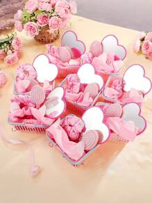 1set Spa Party Favor Set - Includes Heart-Shaped Mirrors, Headbands, Satin Scrunchies & Hair Brushes Perfect For Wedding Party Favors And Souvenirs, Event & Party Supplies,Christmas