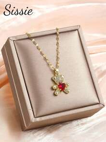 1 pieza Collar de cobre con colgante de oso de dibujos animados, joyería linda para que los niños usen en fiestas o en la vida diaria (caja no incluida) - Unitalla - Ver 3