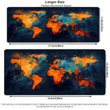 Tấm lót chuột, Tấm lót bàn làm việc bản đồ chính trị thế giới nhiều màu lớn, Tấm lót bàn phím chơi game chống trượt mở rộng, Tấm lót chuột có viền khâu dày 31,5"X11,8" (Bản đồ thế giới) - màu sắc - Xem 2