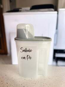 Kit Of 2 Washing Powder Organizers With Measuring Cup For Decorated Storage - Xám - Xem 2