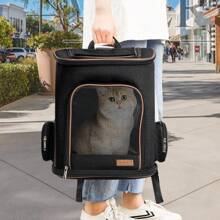 Large Cat Backpack Carrier Expandable Pet Carrier Backpack For Small Dogs Medium Cats Fit Up To 18 Lbs, Dog Backpack Carrier, Black, L - Black - View 2