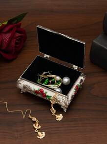 Europäische Rose romantische zugängliche Luxus kreative Schmuckschatulle Halsketten Schatulle hochwertige Metallaufbewahrungsbox Valentinstag Geschenk