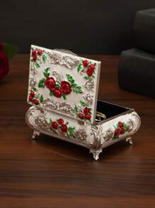 Europäische Rose romantische zugängliche Luxus kreative Schmuckschatulle Halsketten Schatulle hochwertige Metallaufbewahrungsbox Valentinstag Geschenk