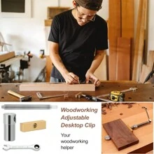 1 Set Woodworking Desktop Clip 19mm Stainless Steel Fast Fixed Clip Quick Adjustable Vise Benches Fixture Clamping Tool Kit - Silver - View 5
