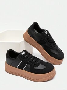 Alan Vincent Zapatos negros 2024 Nuevos zapatos deportivos con suela gruesa, cómodos y de moda, zapatos de monopatín informales, zapatillas para mujer, zapatos para fiesta al aire libre, zapatos para señoras, zapatos de estudiante, zapatos para niñas - Negro - Ver 10