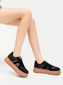 Alan Vincent Zapatos negros 2024 Nuevos zapatos deportivos con suela gruesa, cómodos y de moda, zapatos de monopatín informales, zapatillas para mujer, zapatos para fiesta al aire libre, zapatos para señoras, zapatos de estudiante, zapatos para niñas - Negro - Ver 6