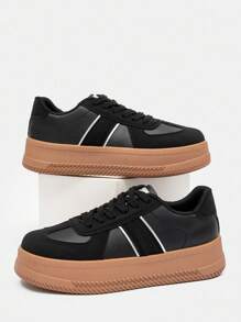 Alan Vincent Zapatos negros 2024 Nuevos zapatos deportivos con suela gruesa, cómodos y de moda, zapatos de monopatín informales, zapatillas para mujer, zapatos para fiesta al aire libre, zapatos para señoras, zapatos de estudiante, zapatos para niñas - Negro - Ver 4