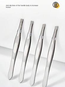 Stainless Steel Eyebrow Tweezers - Straight & Angled Brow Tweezers, Grooming Tool For Men & Women, Facial Hair Removal, Nose Hair, Armpit Hair - Multicolor - View 1