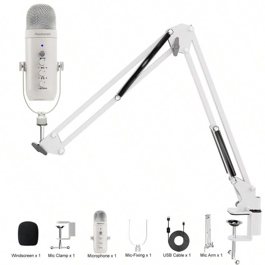 Haomuren Haomuren USBMikrofon mit SchwenkarmStänder für PC, Gaming