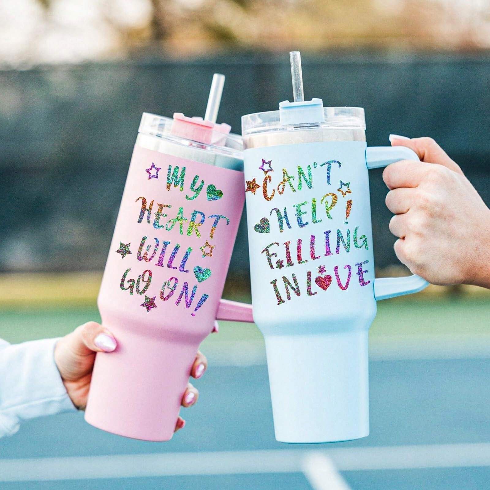 6 Sheets Vinyl Letters Stickers, Colorful Glitter Vinyl Alphabet Name