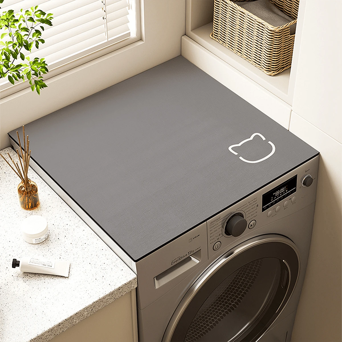 1件灰色洗衣机防尘垫，台面吸水桌垫，吸水速干冰箱垫，微波炉防尘罩，柔软硅藻泥沥水垫，防滑超强吸水耐磨洗碗沥水垫，19.7*23.6英寸现代洗衣机和烘干机顶盖，适用于洗衣房和厨房，也可用于学校、办公室、家庭、旅行、包袋、收纳、储物、婚礼、Y2K、派对等场合。 - 灰色 - 查看 1