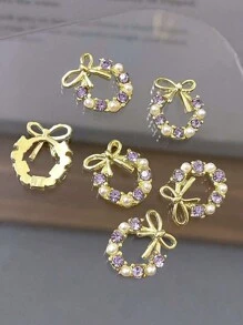 10/20 件圣诞铃铛硬币樱桃花环美甲钻水钻合金美甲装饰 DIY 美甲饰品美甲宝石美甲用品