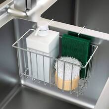 1 件不锈钢水槽沥水篮、厨房储物架、海绵架 - 銀色 - 查看 6