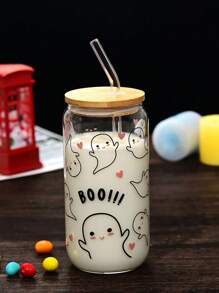 1pc Glass Cup With Straw, Creative Christmas Water Cup - Multicolor - View 6