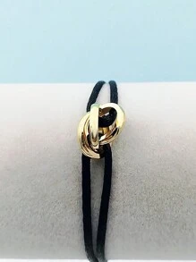 1 Piece Handmade Adjustable Stainless Steel Golden Three-Ring Braid Bracelet Couple Gift - Gold - View 19