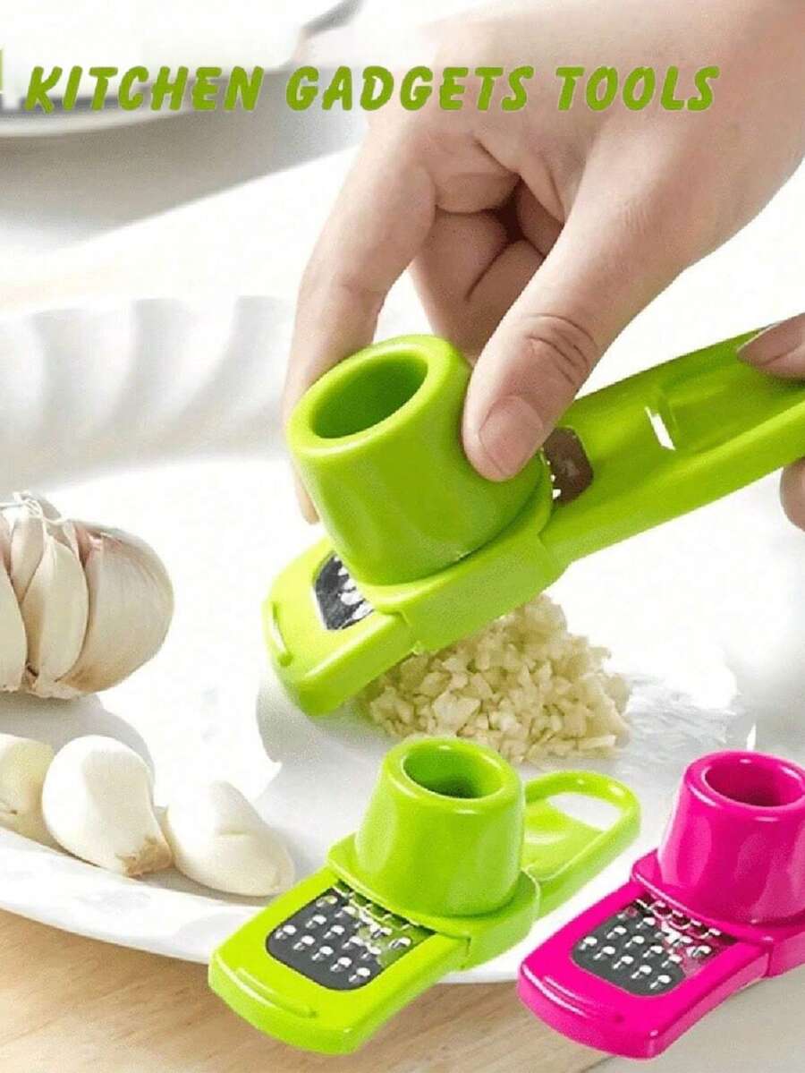 1pc Stainless Steel Multi-Function Ginger & Garlic Grinder - Premium Garlic Mincer, Innovative Garlic Crusher With Comfortable Handle - Multicolor - View 1