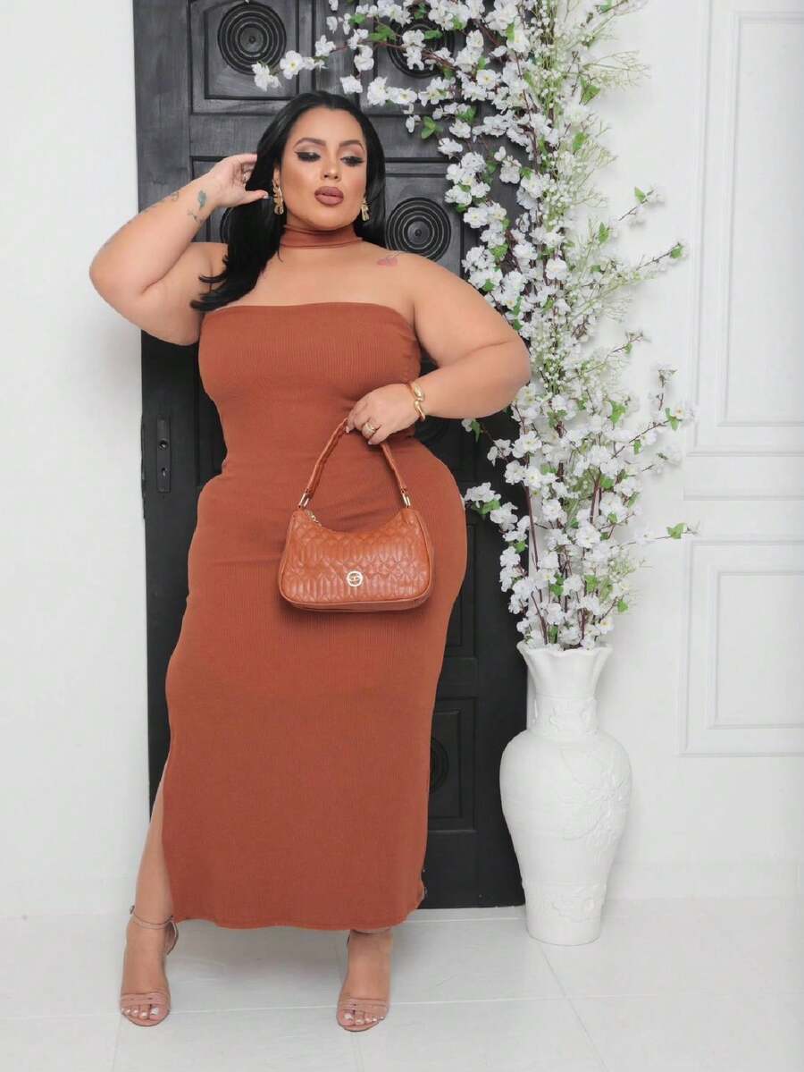 Mule Dress With Choker Collar, Summer 2024 - Màu nâu Sô-cô-la - Xem 1