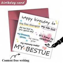 MR.PAPER 1pc MY Bestie Birthday Greeting Cards - Thiệp chúc mừng tiệc sinh nhật dành cho phụ nữ - Thiệp chúc mừng động viên và khẳng định dành cho Besties - Nhiều màu - Xem 2