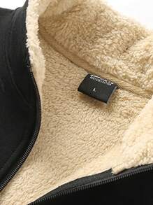 Plus Fleece Thick Stand Collar Mid-Aged Dad Jacket, Windproof Warm Outdoor Sports Zip-Up Pockets Coat For Boyfriend Style Men