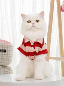 1Pc Dog Shirt Fashionable Striped Pet Lapel T-Shirt Breathable Comfortable Cats Two-Leg Pullover Pet Supplies