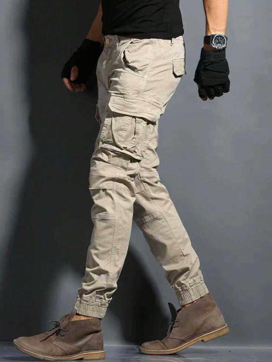 CARGO JOGGER Pants With Side Pocket With Elastic Streetwear - 米色 - 查看 1