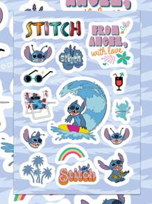 Disney 8 piezas Pegatinas de Lilo y Stitch ¡Rompecabezas DIY! Decoración de dibujos animados impermeables de PVC para equipaje, guitarra, vaso de agua, estuche de teléfono, computadora portátil, regalo