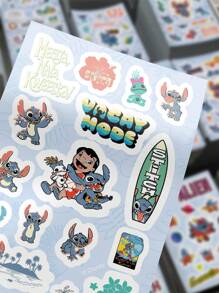 Disney 8 piezas Pegatinas de Lilo y Stitch ¡Rompecabezas DIY! Decoración de dibujos animados impermeables de PVC para equipaje, guitarra, vaso de agua, estuche de teléfono, computadora portátil, regalo